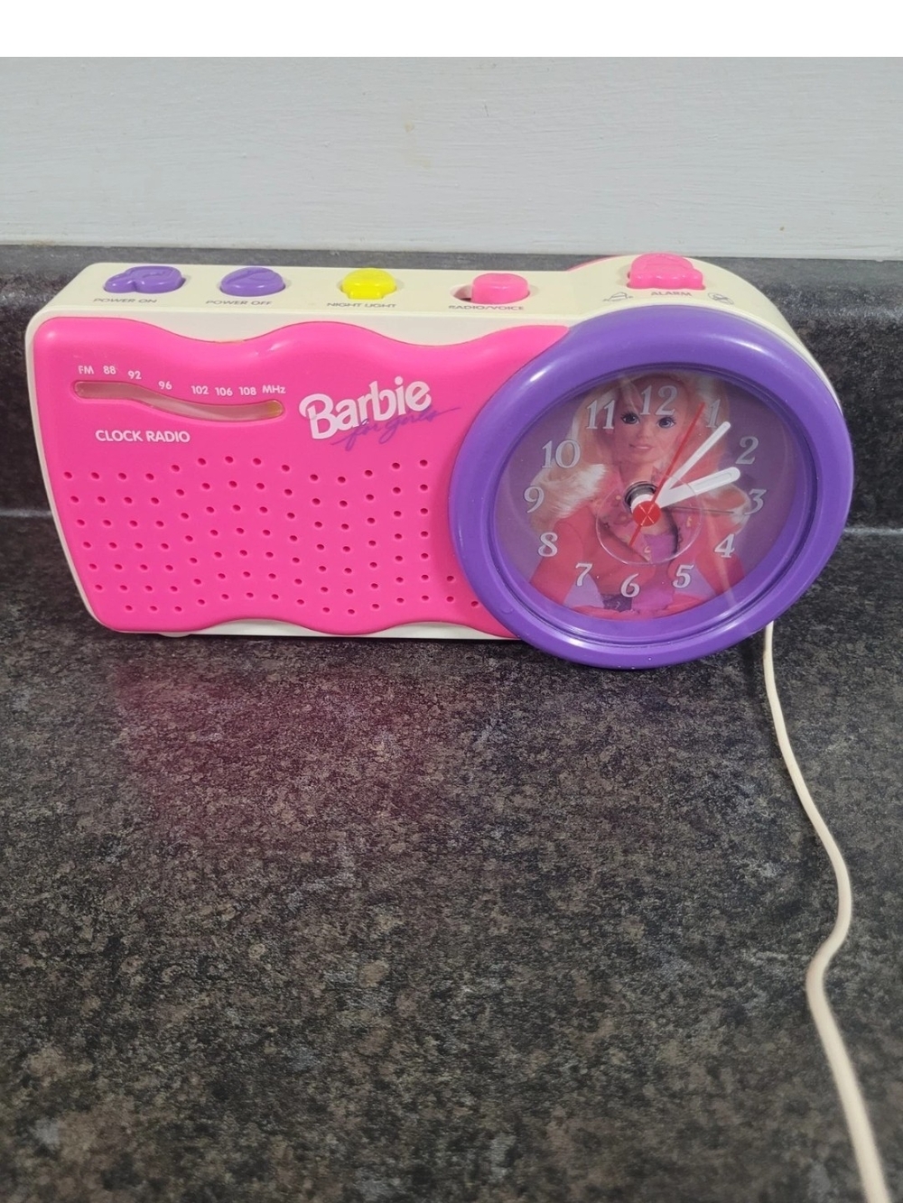 Vintage 1990s Barbie Alarm Clock Radio BE-300